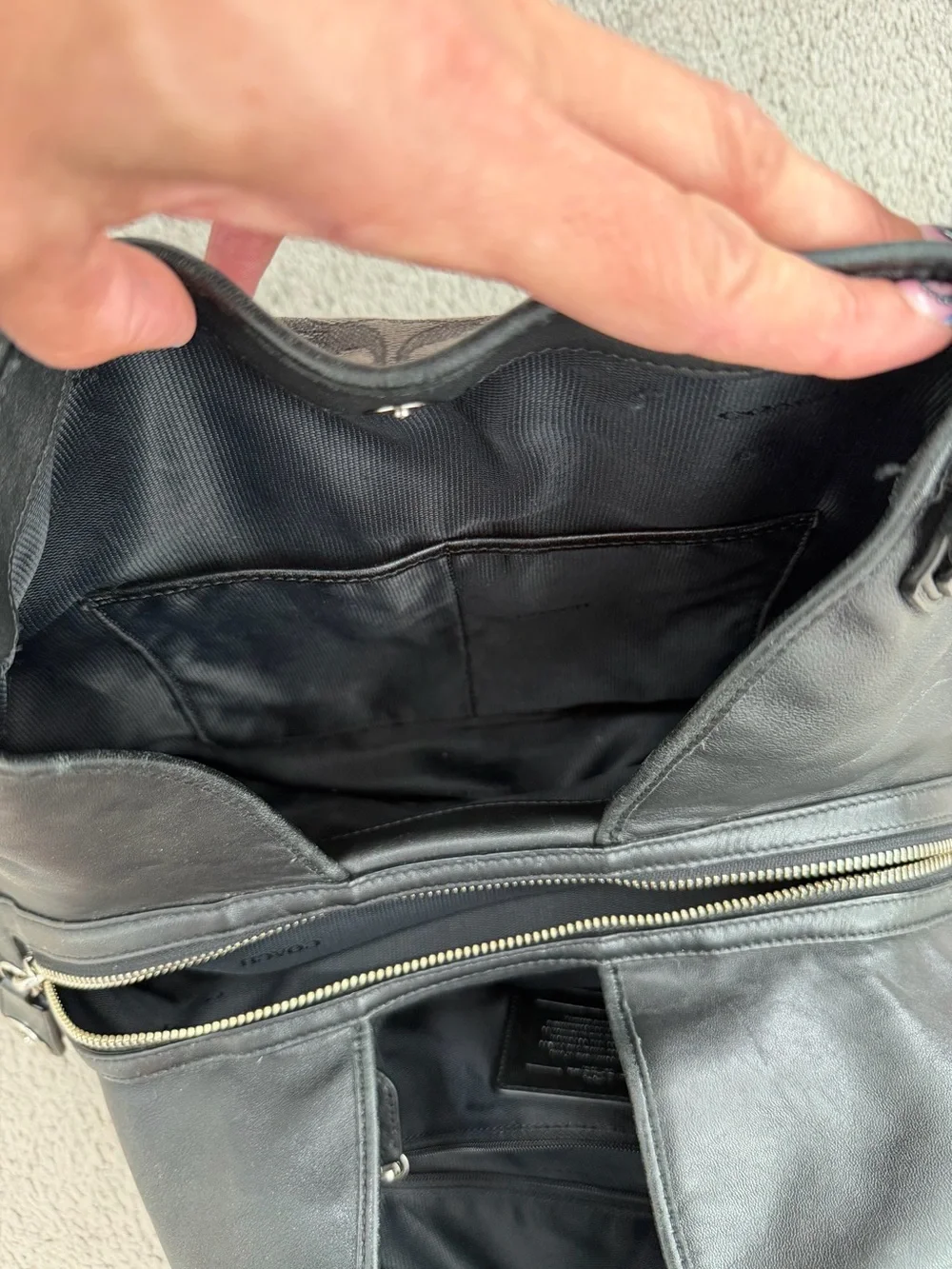 Coach Signature Canvas Shoulder Bag in Black and Gray